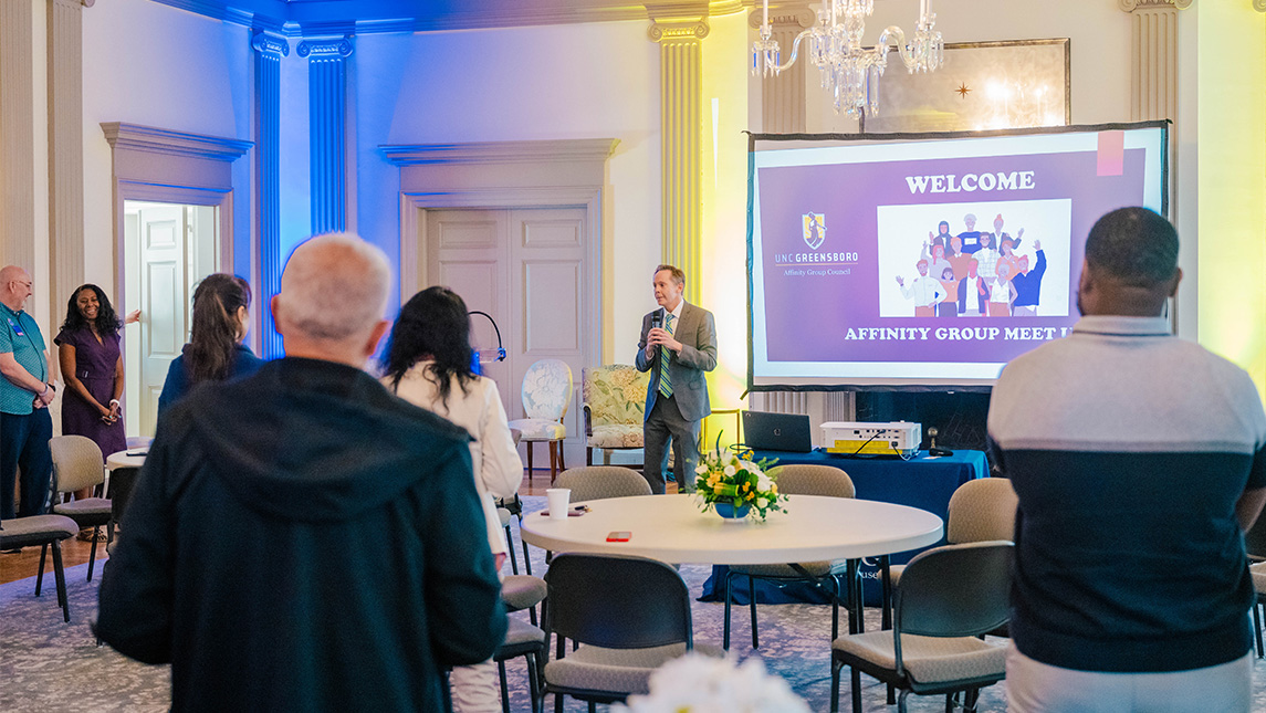 Senior Vice Provost Randy Penfield, Ph.D., speaks at the Spring 2025 Affinity Group Information Session.